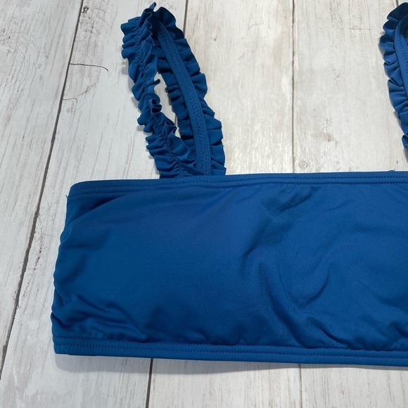 Kate Spade New York MACAW BLUE Mini Ruffle Square-Neck Bikini Swim Top S - Picture 4 of 7